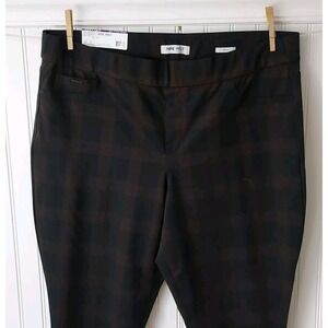 NWT Dark Academia Brown Plaid Stretch Ponte Skinny Pants XXL Preppy Office Siren